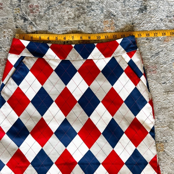 Loudmouth Women’s Vintage Argyle Red Blue Mini Golf Skirt Skort w/Pockets Size 4 - Picture 3 of 11